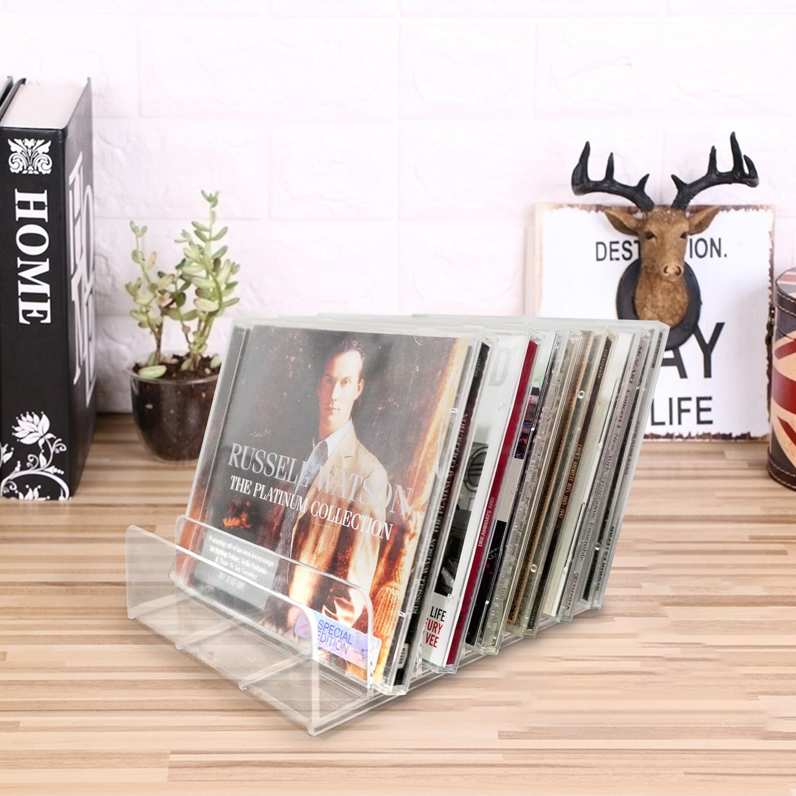 Amazon.co.jp: CDラック 卓上 CD/DVD収納ケース 2個 多機能収納ラック